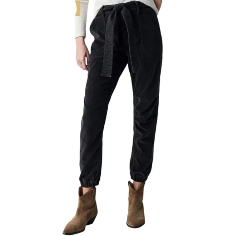 Faherty Orion Velvet Jogger Pants Mid Rise Belted Cropped Womens Size S